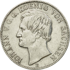 Coin, German States, SAXONY-ALBERTINE, Johann, Thaler, 1860, Dresden, AU(50-53)