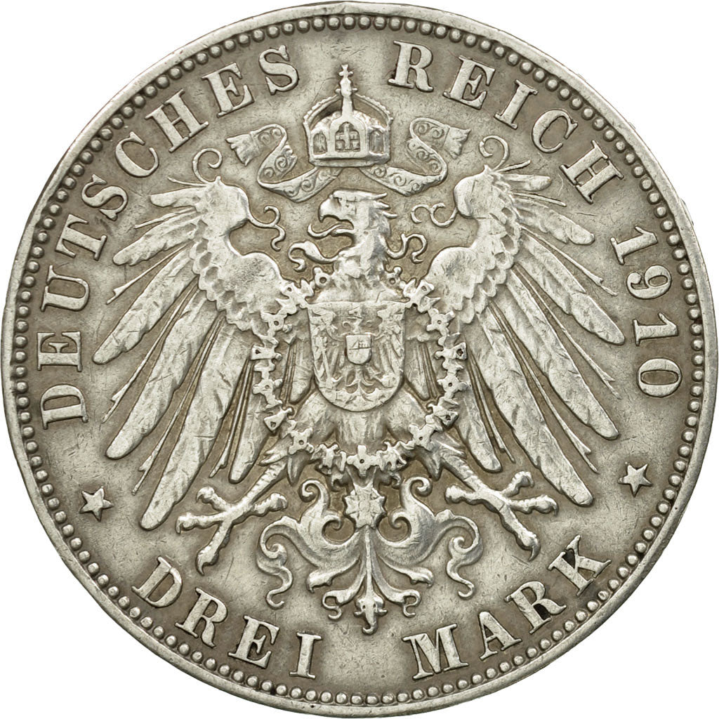 Coin, German States, SAXONY-ALBERTINE, Friedrich August III, 3 Mark, 1910