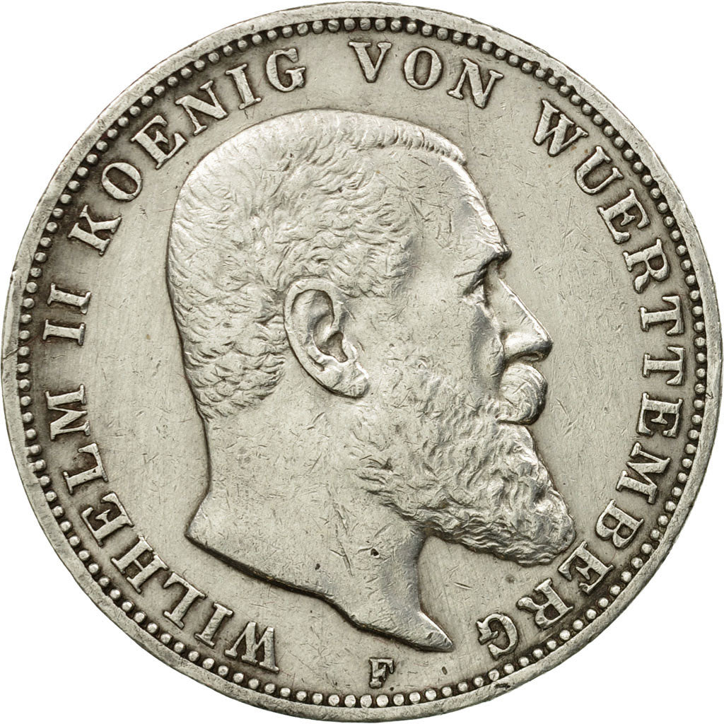 Coin, German States, WURTTEMBERG, Wilhelm II, 3 Mark, 1913, Freudenstadt
