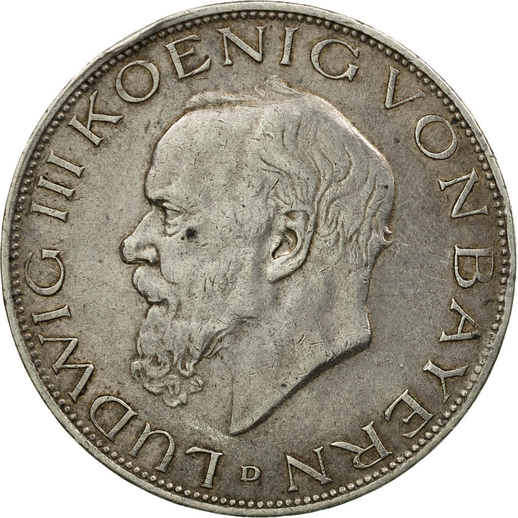 Münze, Deutsch Staaten, BAVARIA, Ludwig III, 3 Mark, 1914, Munich, SS, Silber
