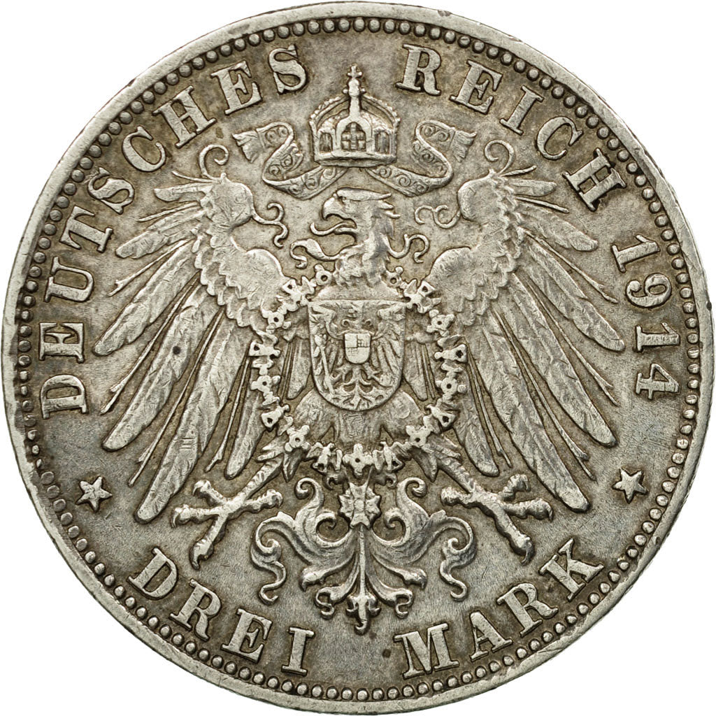Münze, Deutsch Staaten, BAVARIA, Ludwig III, 3 Mark, 1914, Munich, SS, Silber