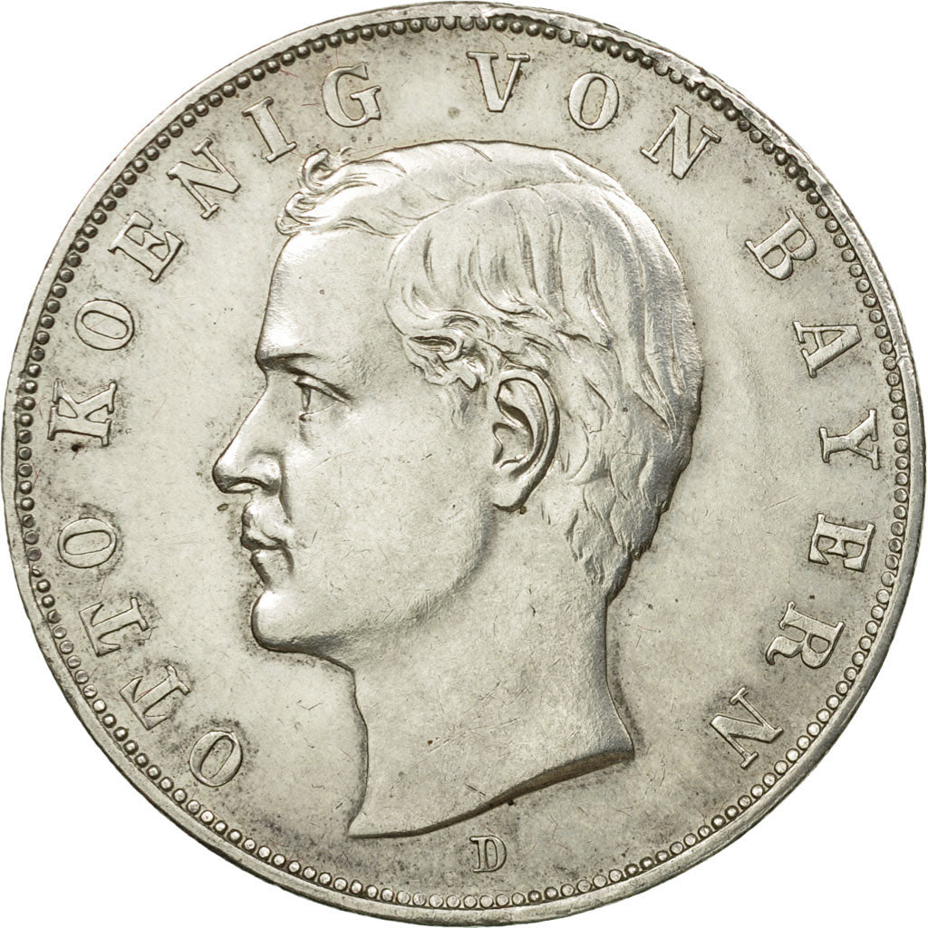 Münze, Deutsch Staaten, BAVARIA, Otto, 3 Mark, 1913, Munich, SS+, Silber