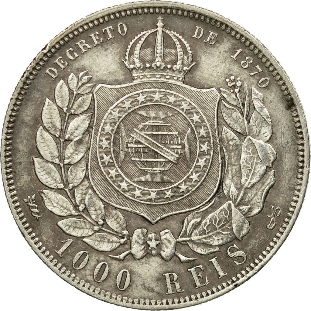 Coin, Brazil, Pedro II, 1000 Reis, 1888, EF(40-45), Silver, KM:481