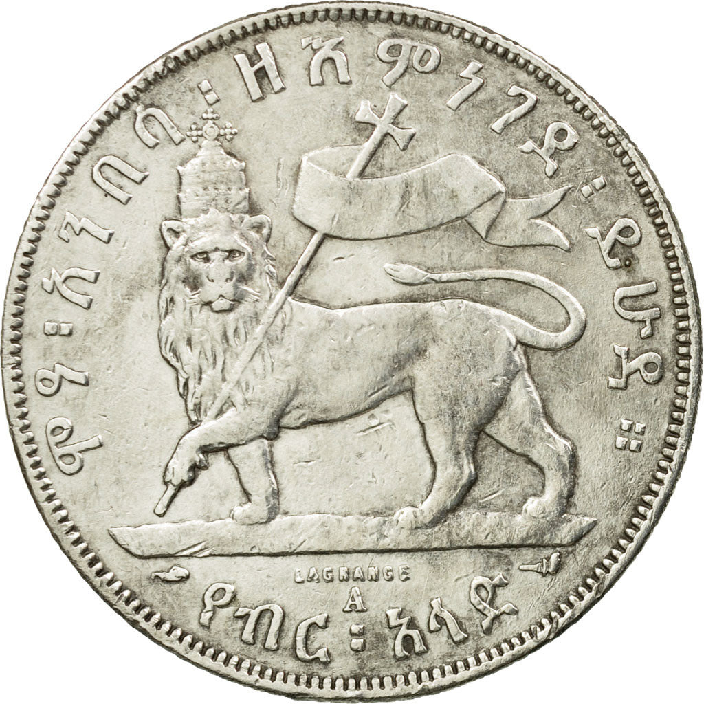 Münze, Äthiopien, Menelik II, 1/2 Birr, 1889 (1897), Paris, SS, Silber, KM:4