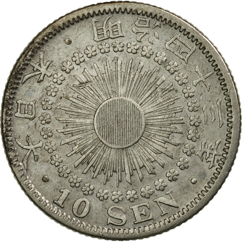 Coin, Japan, Mutsuhito, 10 Sen, 1910, AU(50-53), Silver, KM:29