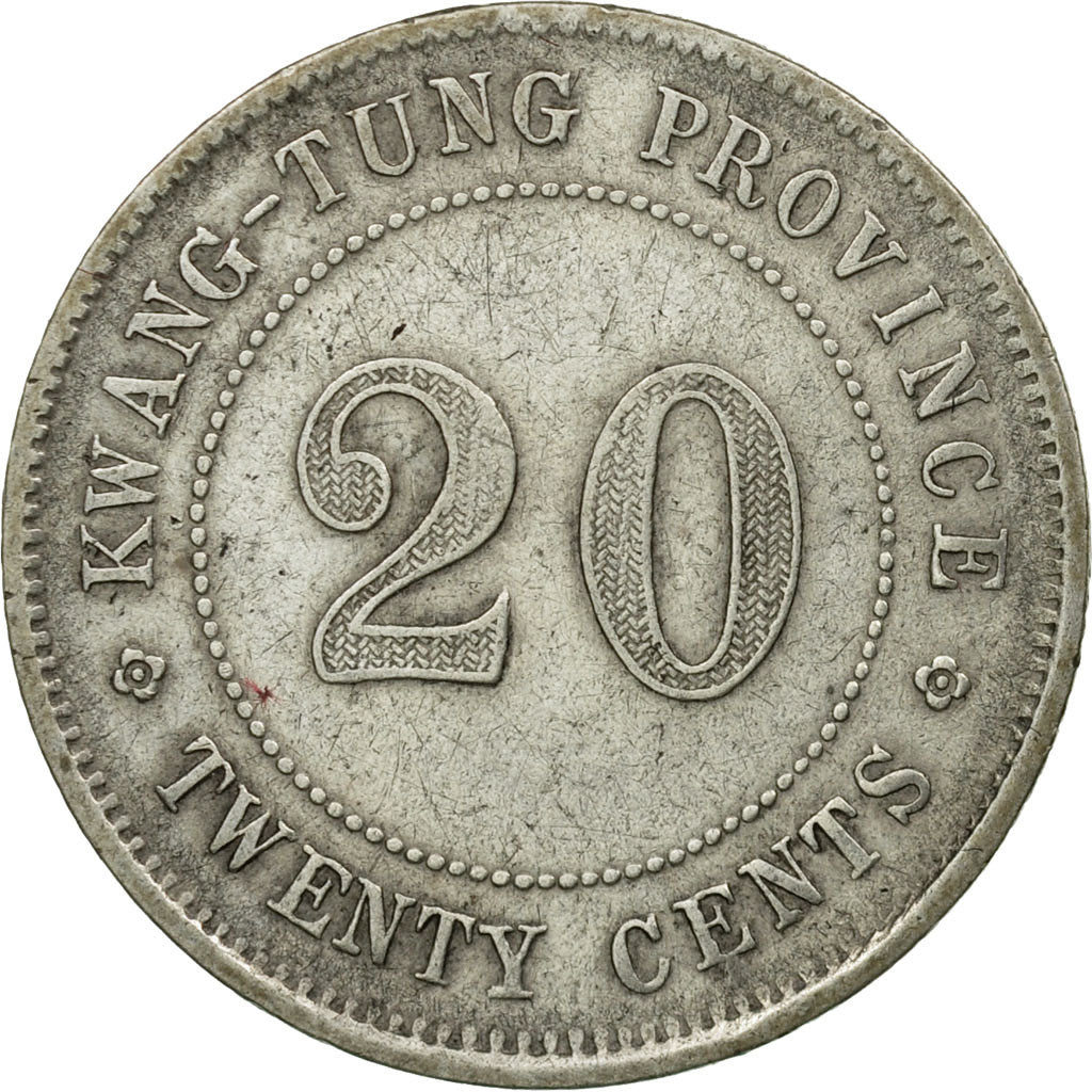 Moneta, Cina, KWANGTUNG PROVINCE, 20 Cents, 1920, BB, Argento, KM:423