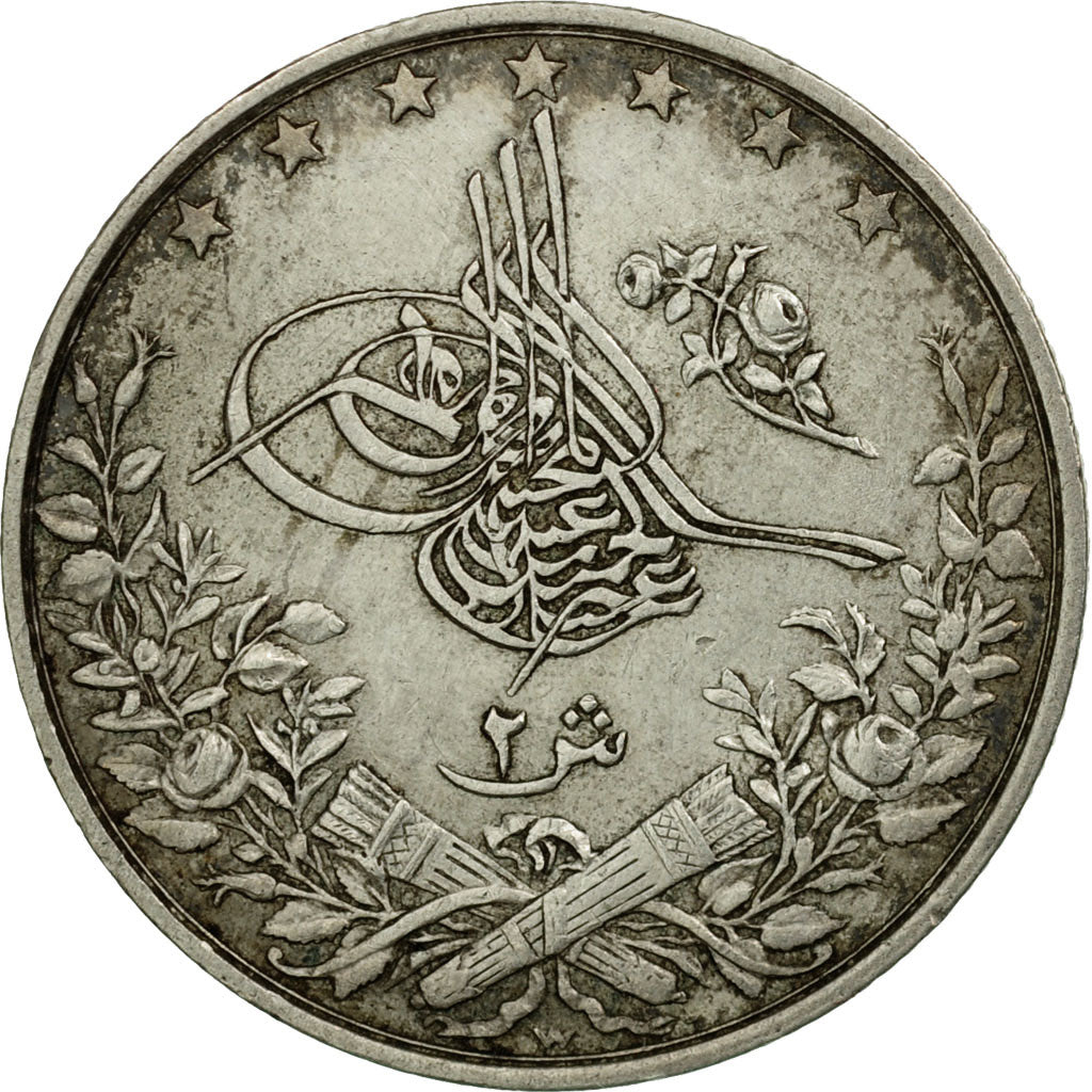 Moneta, Egitto, Abdul Hamid II, 2 Qirsh, 1901 (AH 1293/27), Misr, BB+, Argento