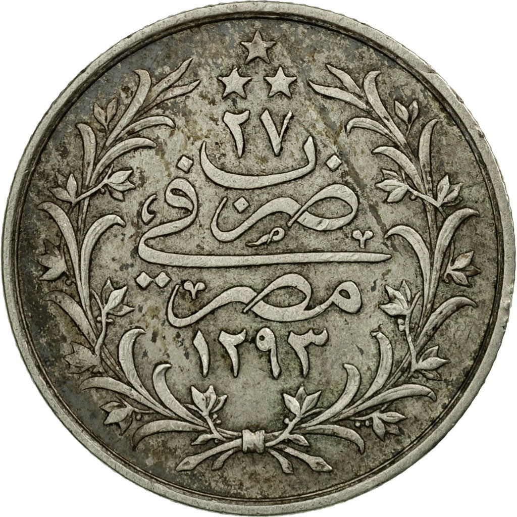 Moneta, Egitto, Abdul Hamid II, 2 Qirsh, 1901 (AH 1293/27), Misr, BB+, Argento
