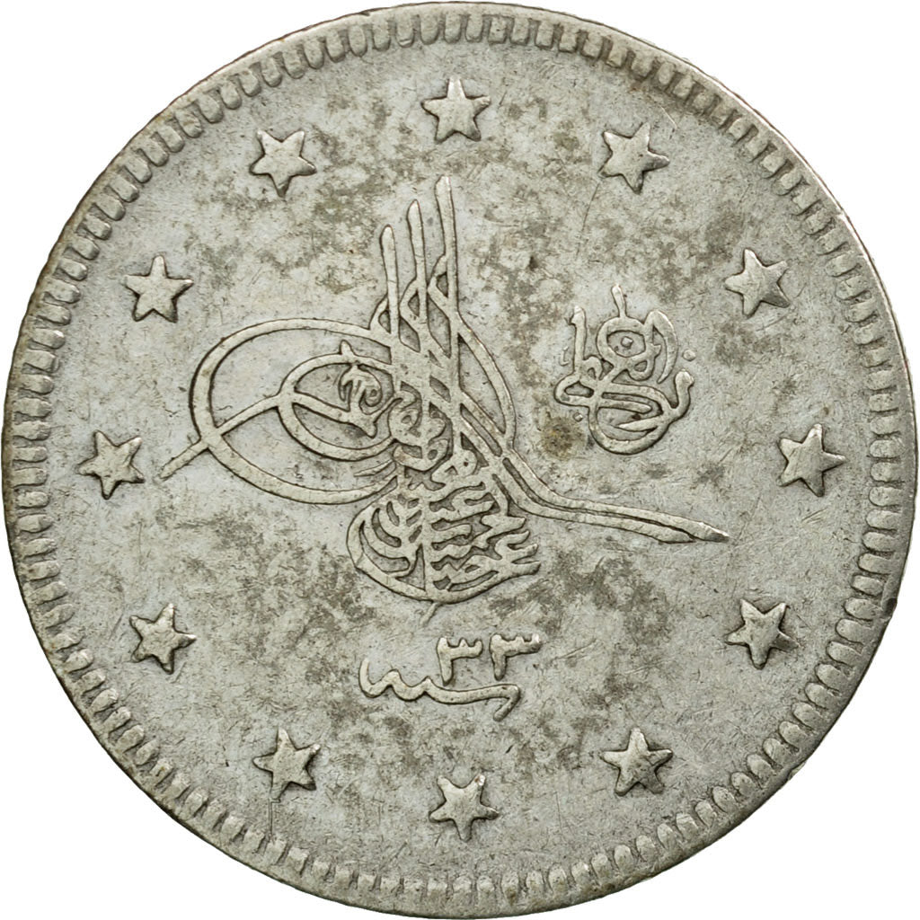 Coin, Turkey, Abdul Hamid II, 2 Kurush, 1907 (AH 1293/33), Qustantiniyah