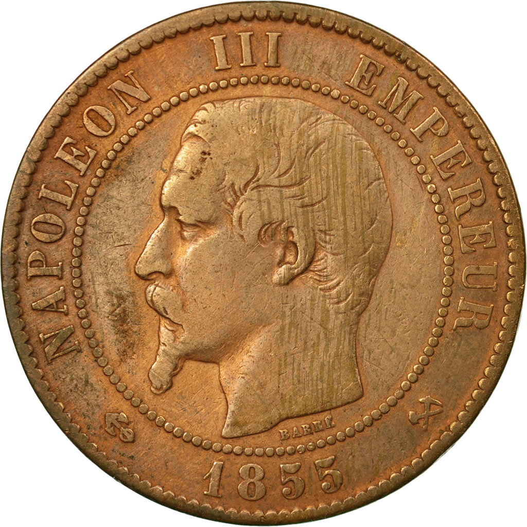 Coin, France, Napoleon III, 10 Centimes, 1855, Rouen, VF(20-25)