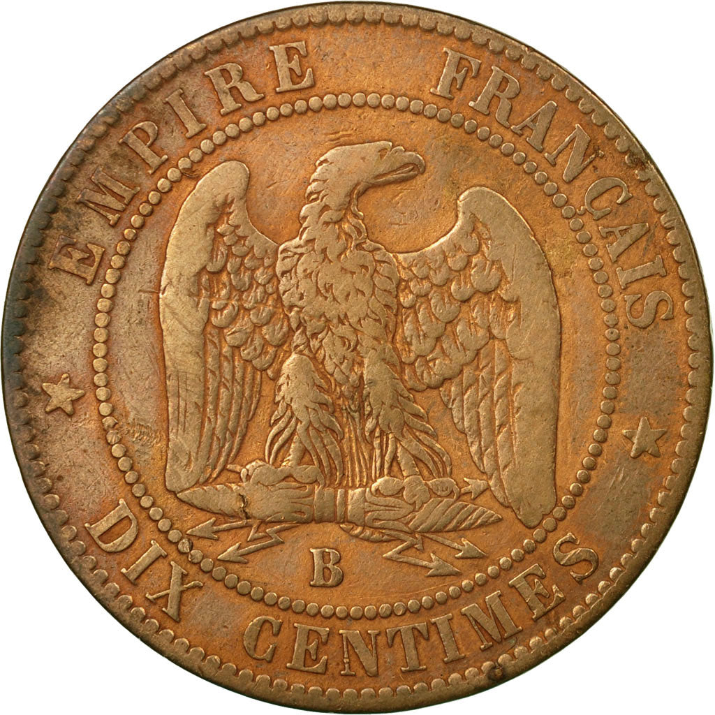 Coin, France, Napoleon III, 10 Centimes, 1855, Rouen, VF(20-25)