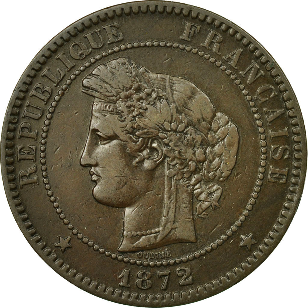 Moneta, Francia, Cérès, 10 Centimes, 1872, Bordeaux, BB, Bronzo, KM:815.2
