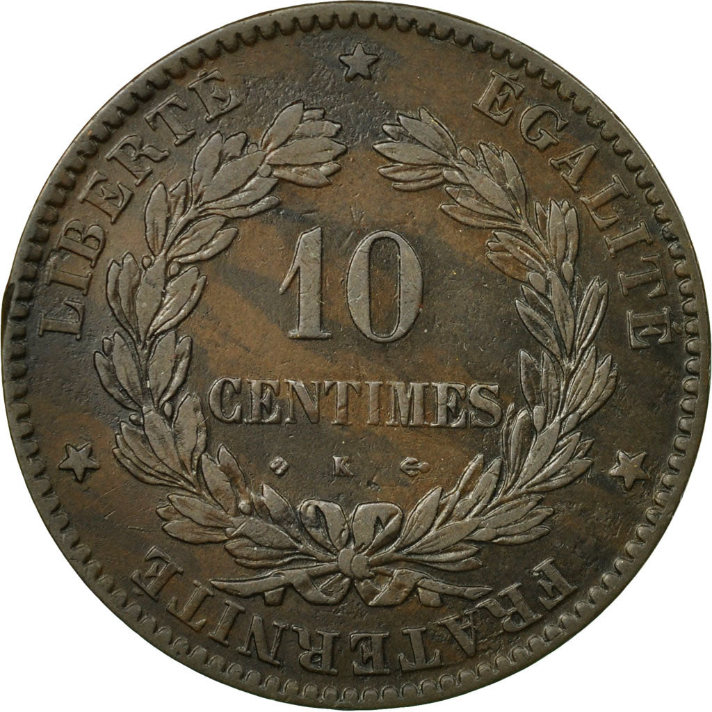 Moneta, Francia, Cérès, 10 Centimes, 1872, Bordeaux, BB, Bronzo, KM:815.2