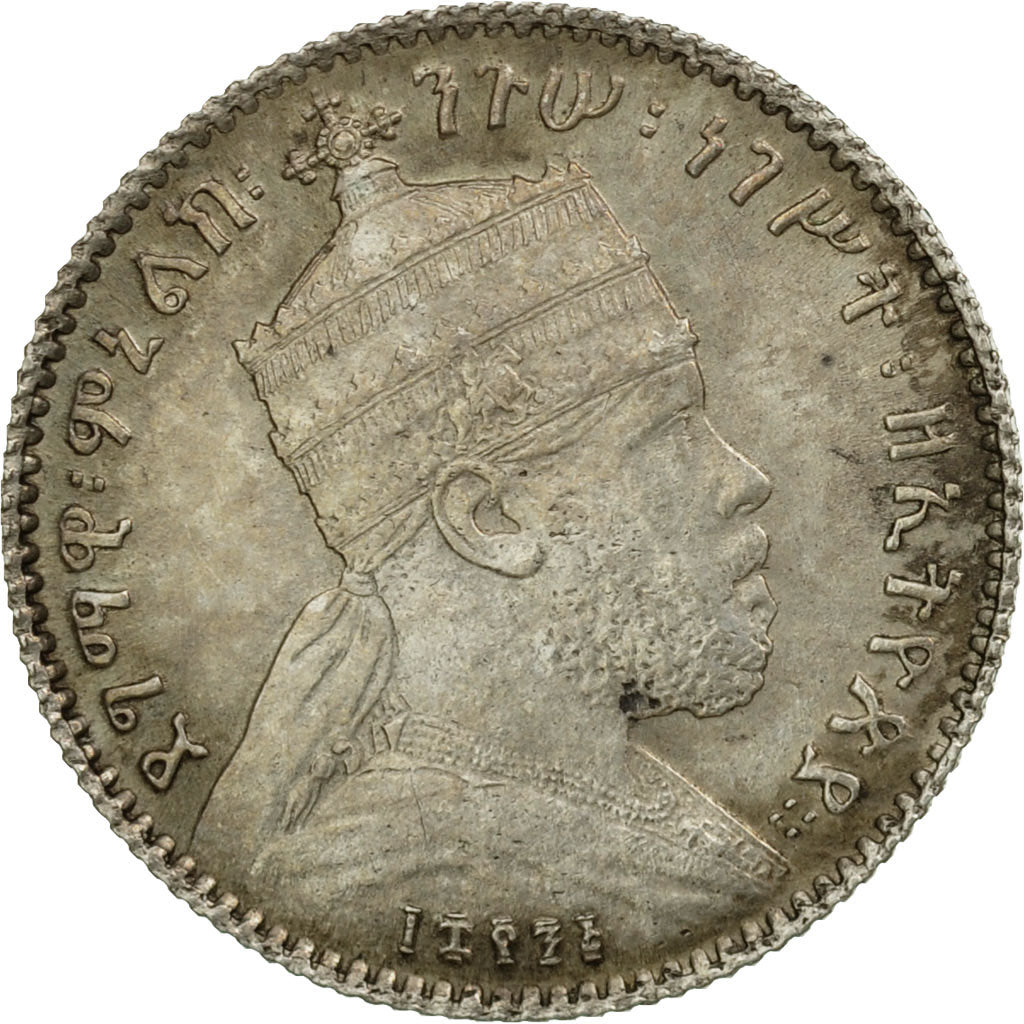 Coin, Ethiopia, Menelik II, Gersh, 1903 (EE 1895), Paris, MS(60-62), Silver
