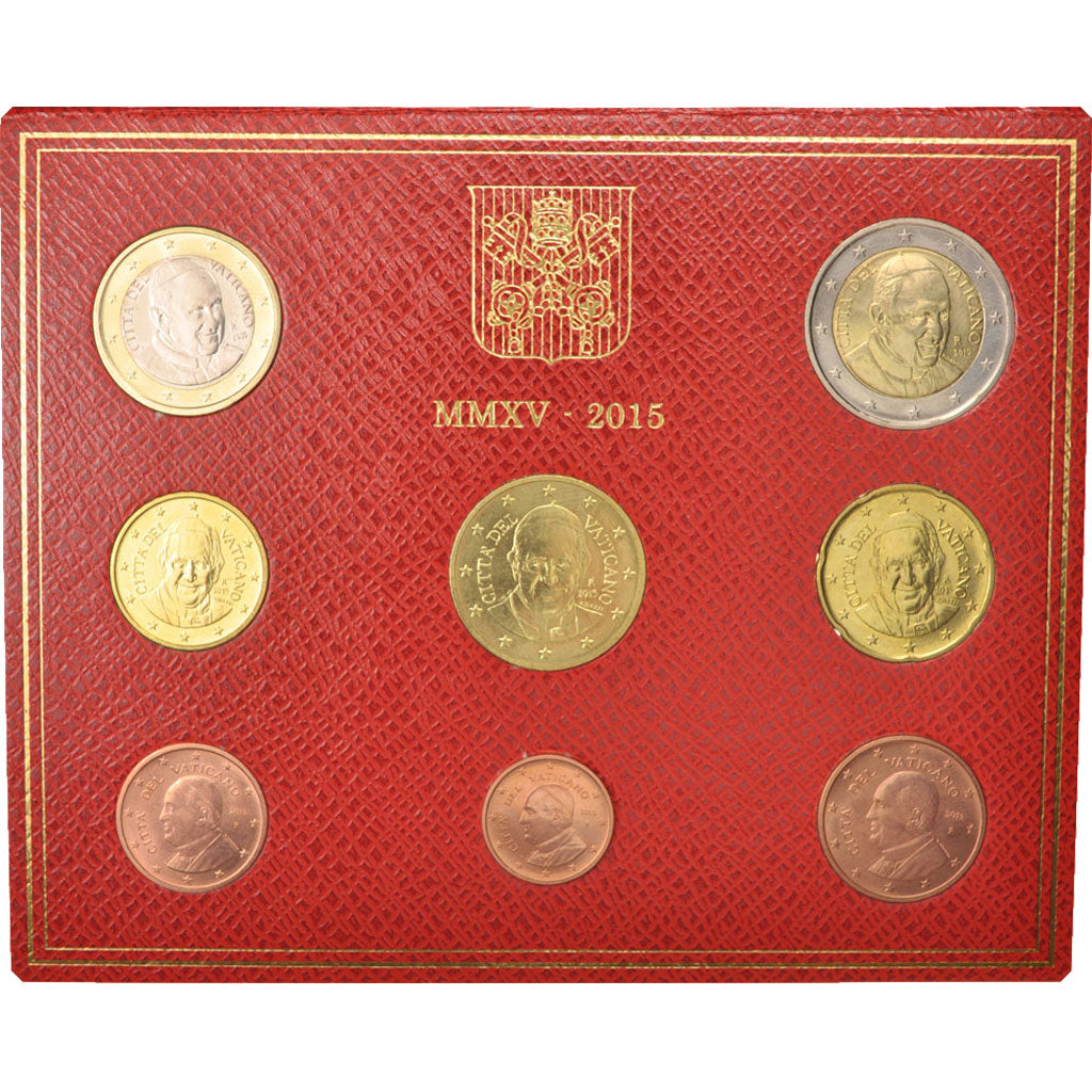 Vatican, 1 Cent to 2 Euro, 2015, MS, Bi-Metallic