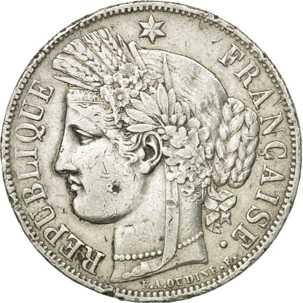 Coin, France, Cérès, 5 Francs, 1850, Strasbourg, EF(40-45), Silver, KM:761.2