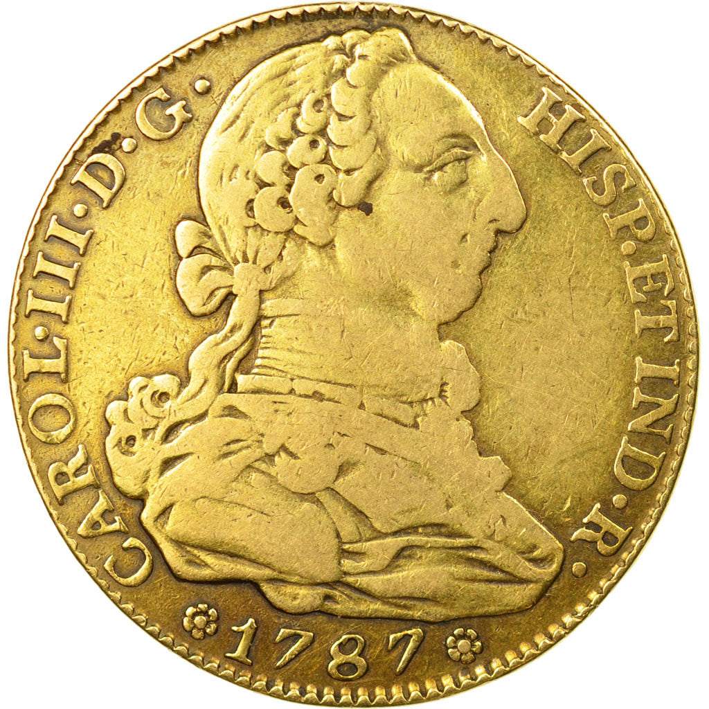 Coin, Spain, Charles III, 4 Escudos, 1787, Madrid, VF(30-35), Gold, KM:418.1a