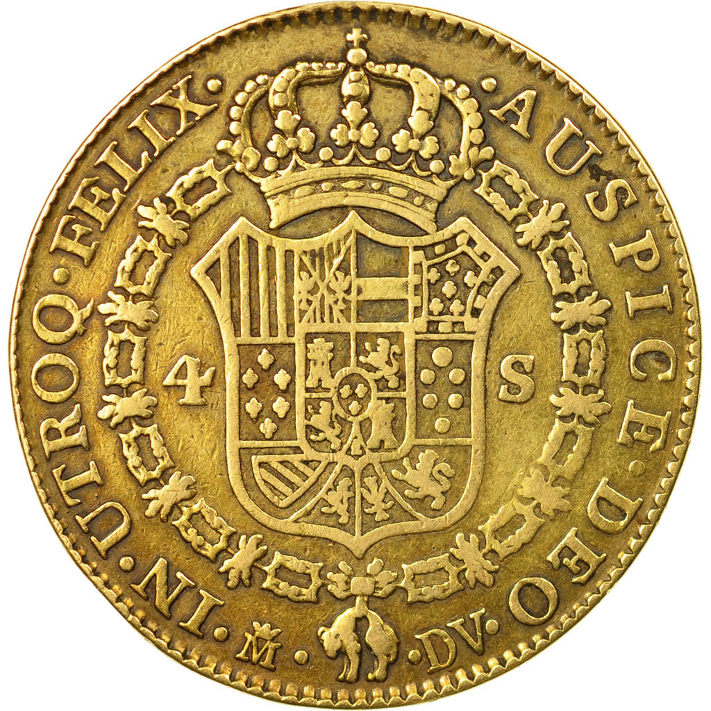 Coin, Spain, Charles III, 4 Escudos, 1787, Madrid, VF(30-35), Gold, KM:418.1a
