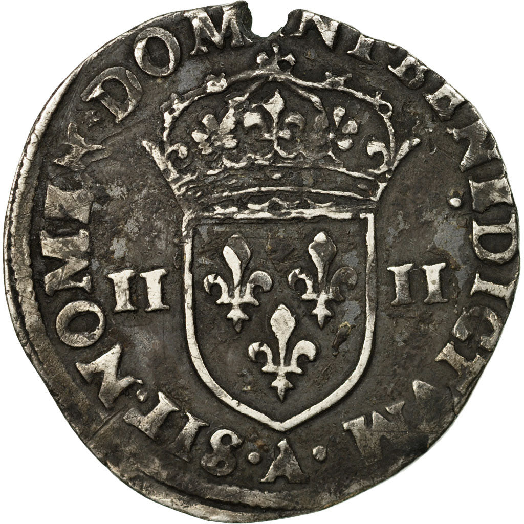 Moneda, Francia, Charles X, 1/4 Ecu, 1591, Paris, BC+, Plata, Sombart:4670