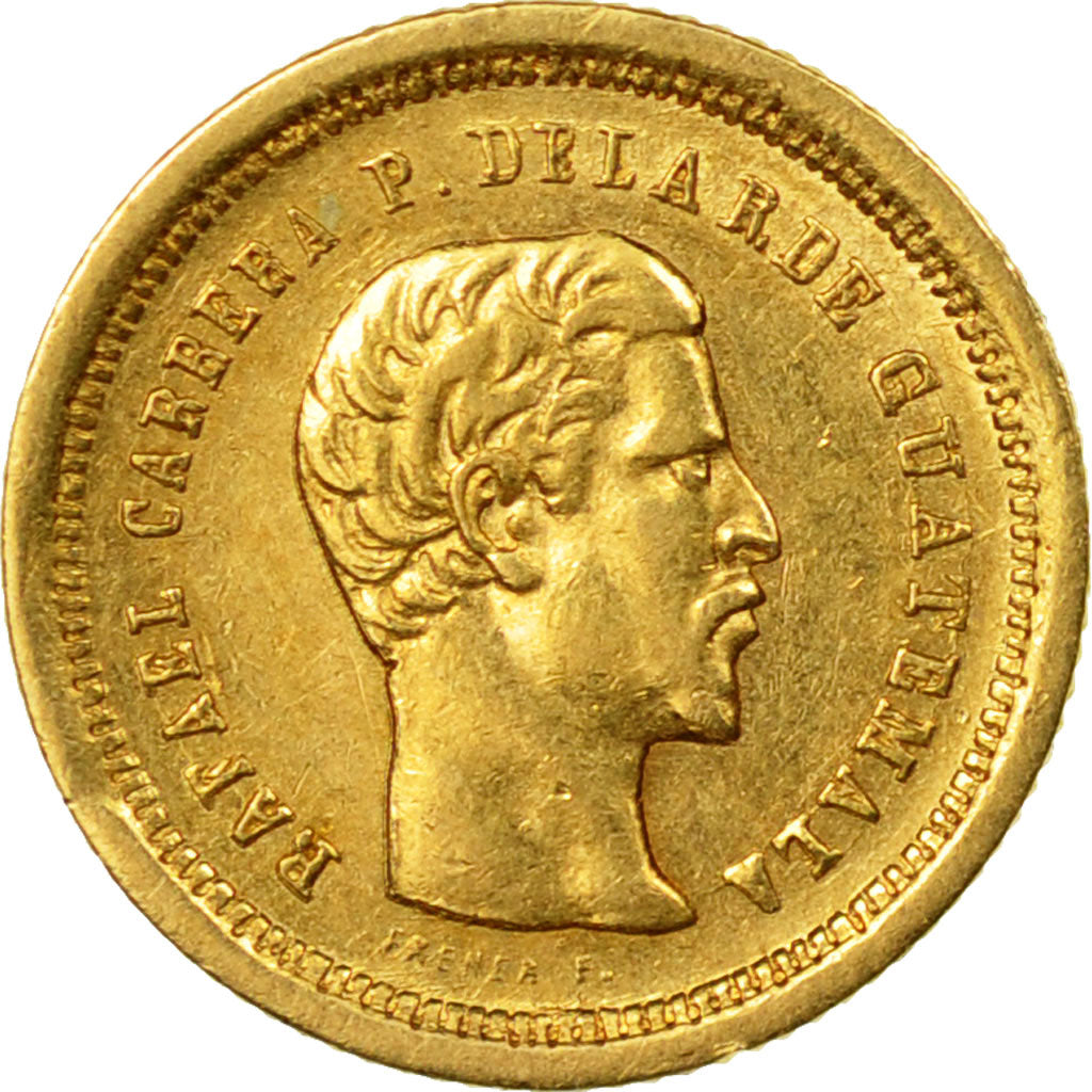 Moneda, Guatemala, Rafael Carrera, 4 Reales, Cuatro, 1860, EBC, Oro, KM:135