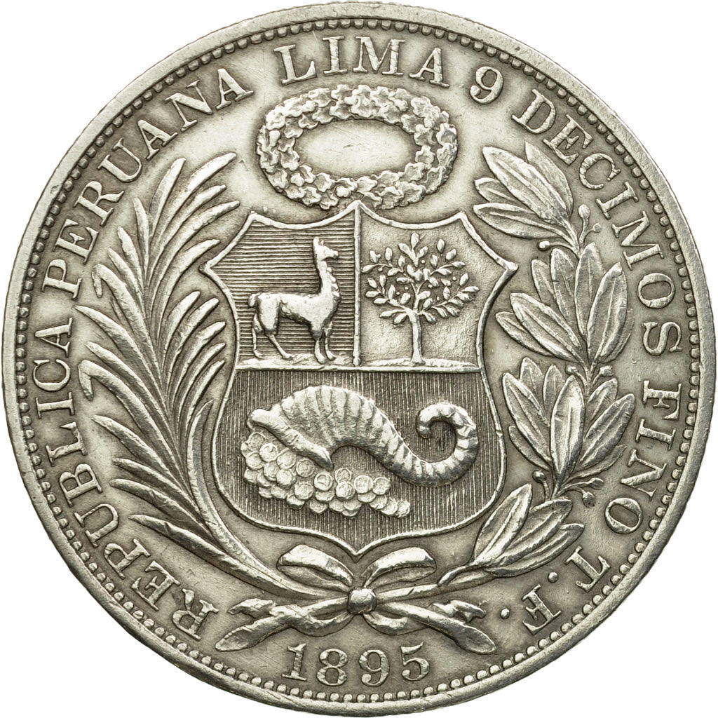 Moneda, Perú, Sol, 1895, Lima, EBC, Plata, KM:196.26