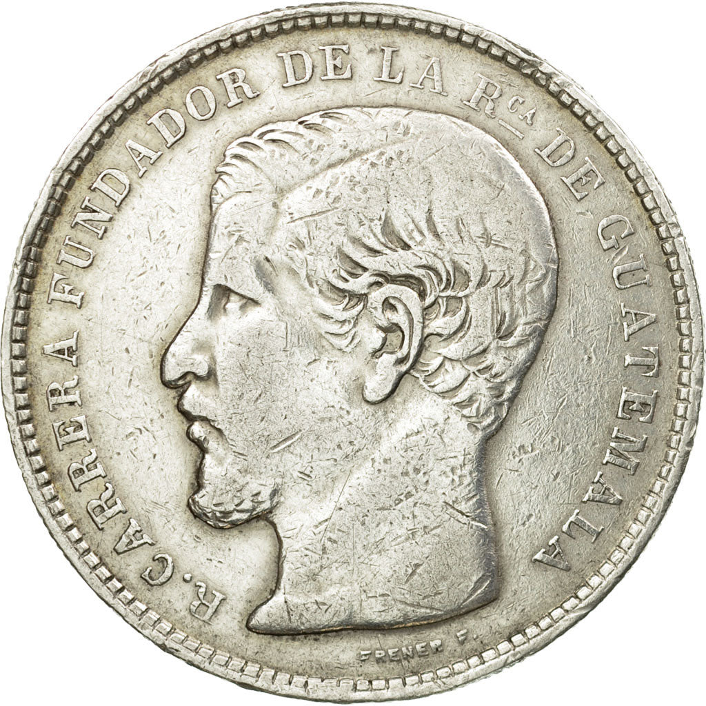 Monnaie, Guatemala, Rafael Carrera, Peso, 1867, TB, Argent, KM:186.1