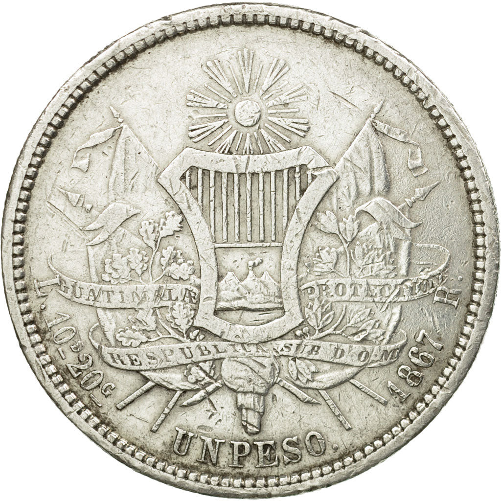 Monnaie, Guatemala, Rafael Carrera, Peso, 1867, TB, Argent, KM:186.1