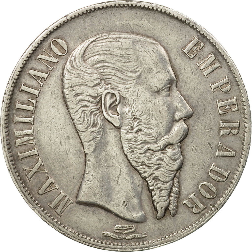 Münze, Mexiko, Maximilian, Peso, 1866, Mexico City, SS, Silber, KM:388.1