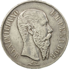 Münze, Mexiko, Maximilian, Peso, 1866, Mexico City, SS, Silber, KM:388.1