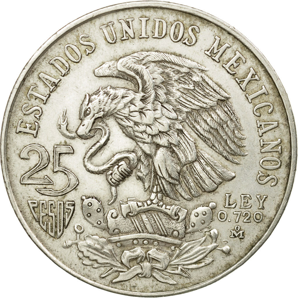 Coin, Mexico, 25 Pesos, 1968, Mexico, AU(50-53), Silver, KM:479.1
