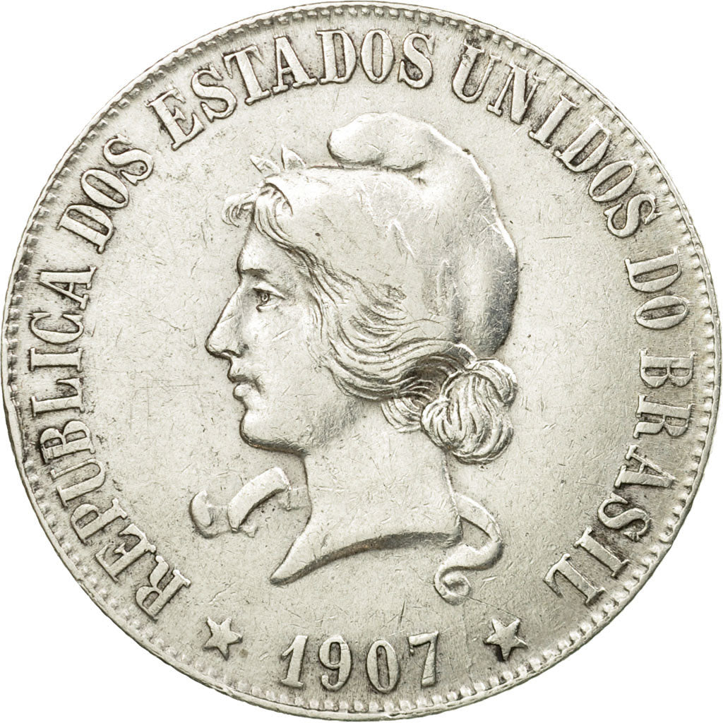 Coin, Brazil, 2000 Reis, 1907, VF(30-35), Silver, KM:508