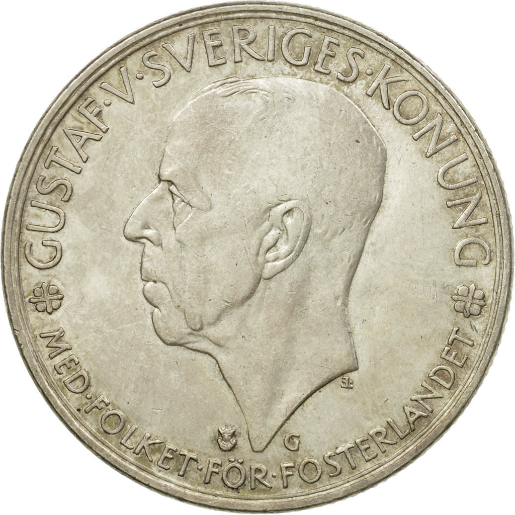 Moneta, Svezia, Gustaf V, 5 Kronor, 1935, BB+, Argento, KM:806