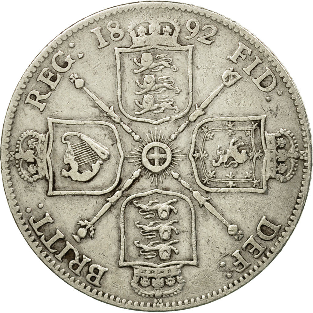 Coin, Great Britain, Victoria, Florin, Two Shillings, 1892, VF(30-35), Silver