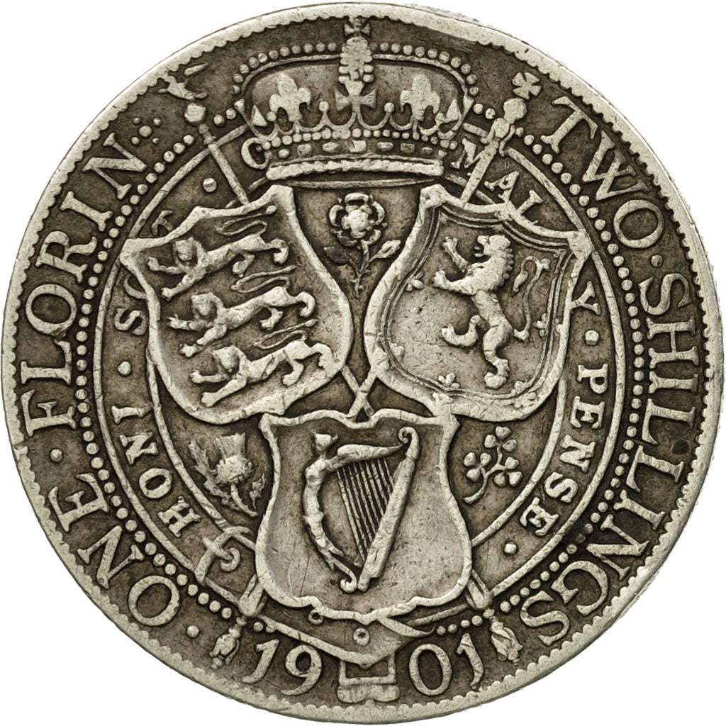 Coin, Great Britain, Victoria, Florin, Two Shillings, 1901, VF(30-35), Silver