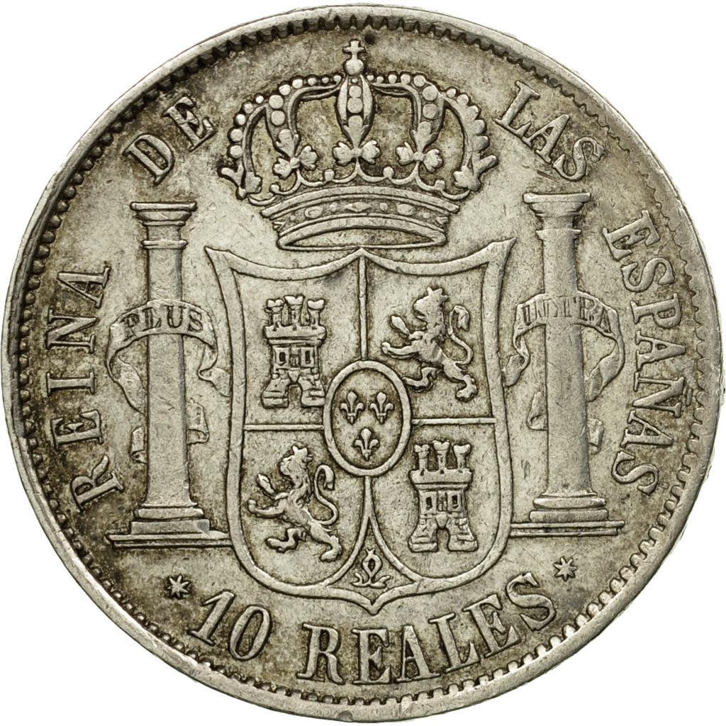 Moneda, España, Isabel II, 10 Reales, 1859/7, Sevilla, MBC, Plata, KM:611.3