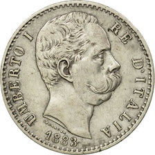 Moneda, Italia, Umberto I, 2 Lire, 1883, Rome, MBC, Plata, KM:23