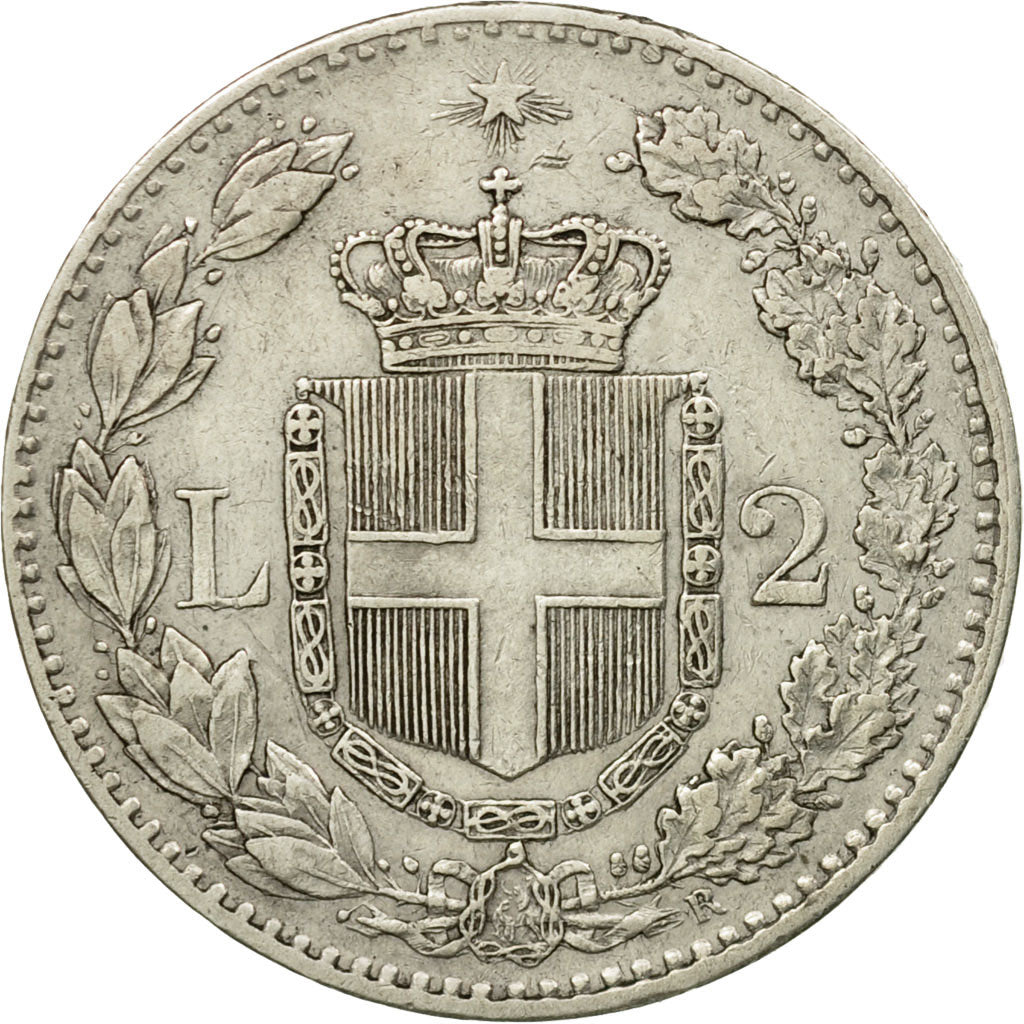 Coin, Italy, Umberto I, 2 Lire, 1883, Rome, EF(40-45), Silver, KM:23
