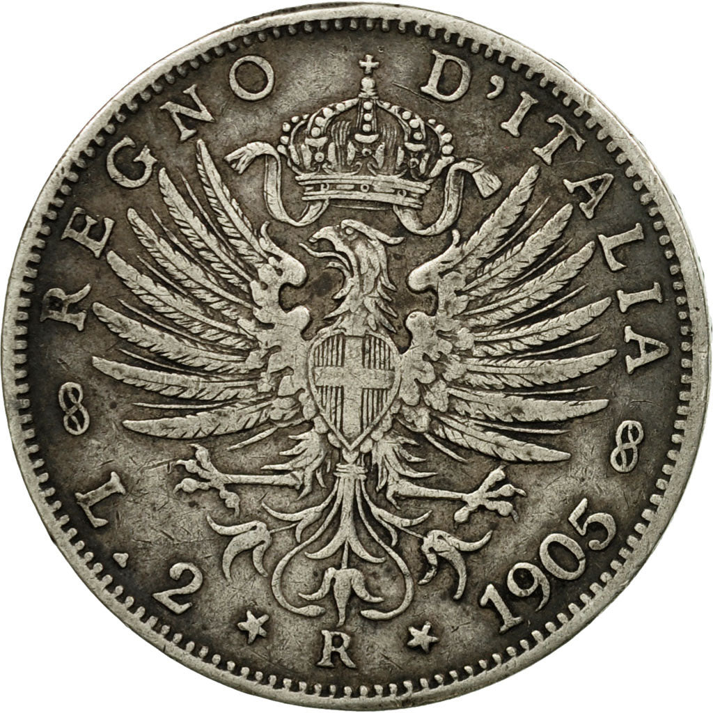 Moneta, Italia, Vittorio Emanuele III, 2 Lire, 1905, Rome, MB+, Argento, KM:33