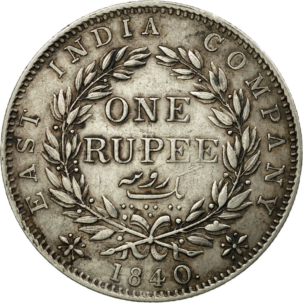 Coin, INDIA-BRITISH, Victoria, Rupee, 1840, Calcutta, AU(55-58), Silver