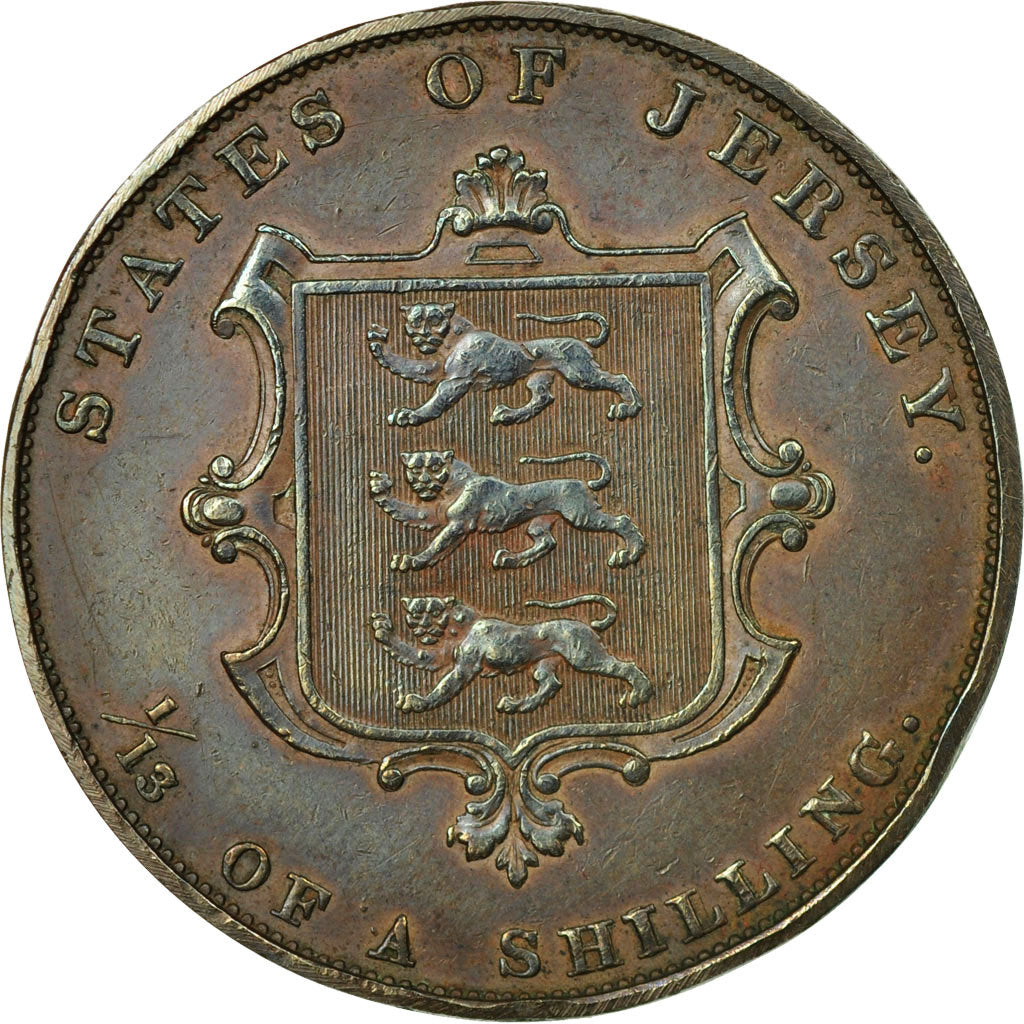 Moneta, Jersey, Victoria, 1/13 Shilling, 1861, BB+, Rame, KM:3