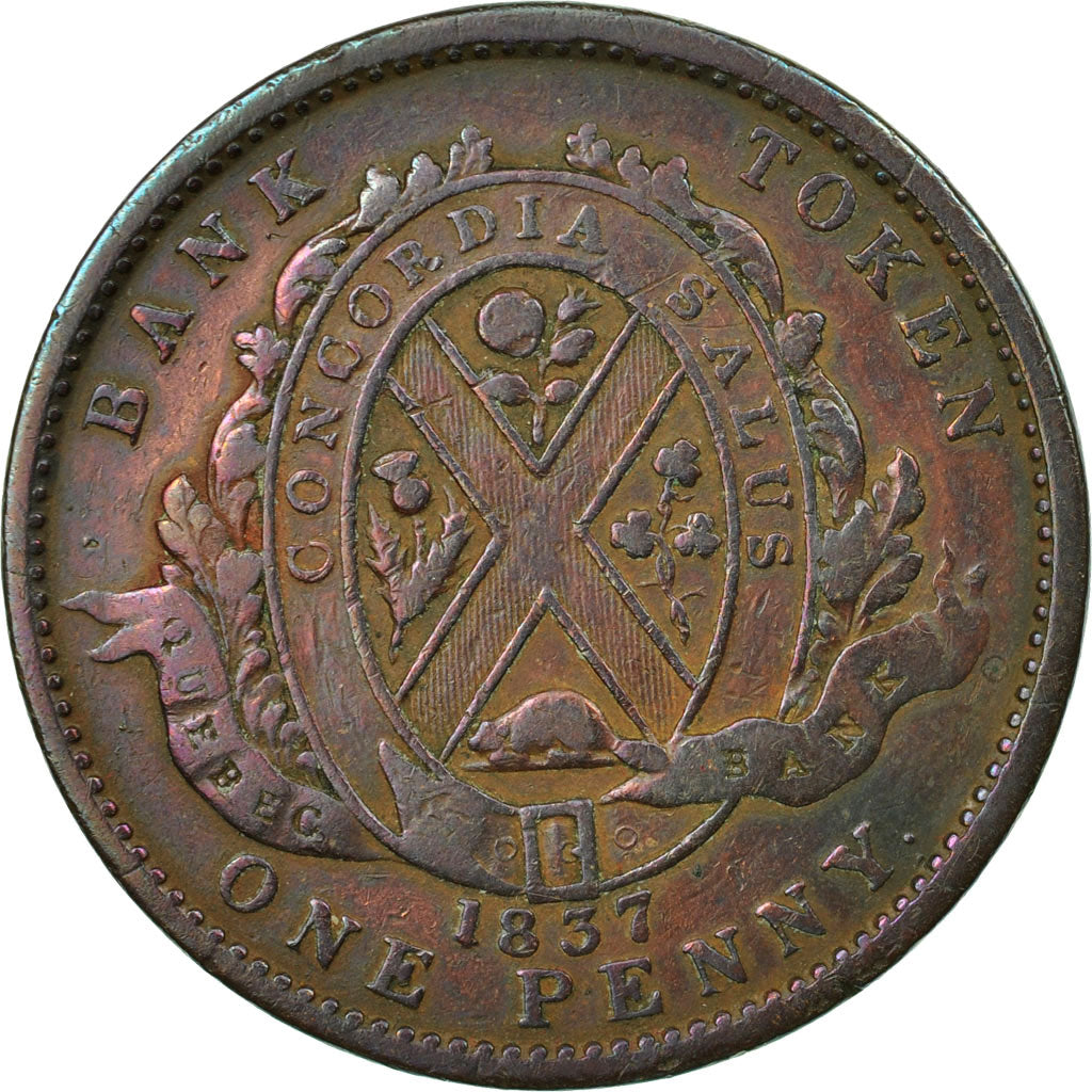 Moneta, Canada, LOWER CANADA, 2 Sous, PENNY, 1837, Soho Mint, Birmingham, MB+