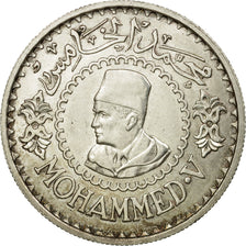 Coin, Morocco, Mohammed V, 500 Francs, 1956, Paris, AU(55-58), Silver, KM:54