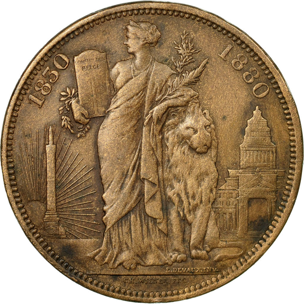 Coin, Belgium, Leopold II, 50 ans de l'Indépendance, 5 Francs, 1880, Brussels