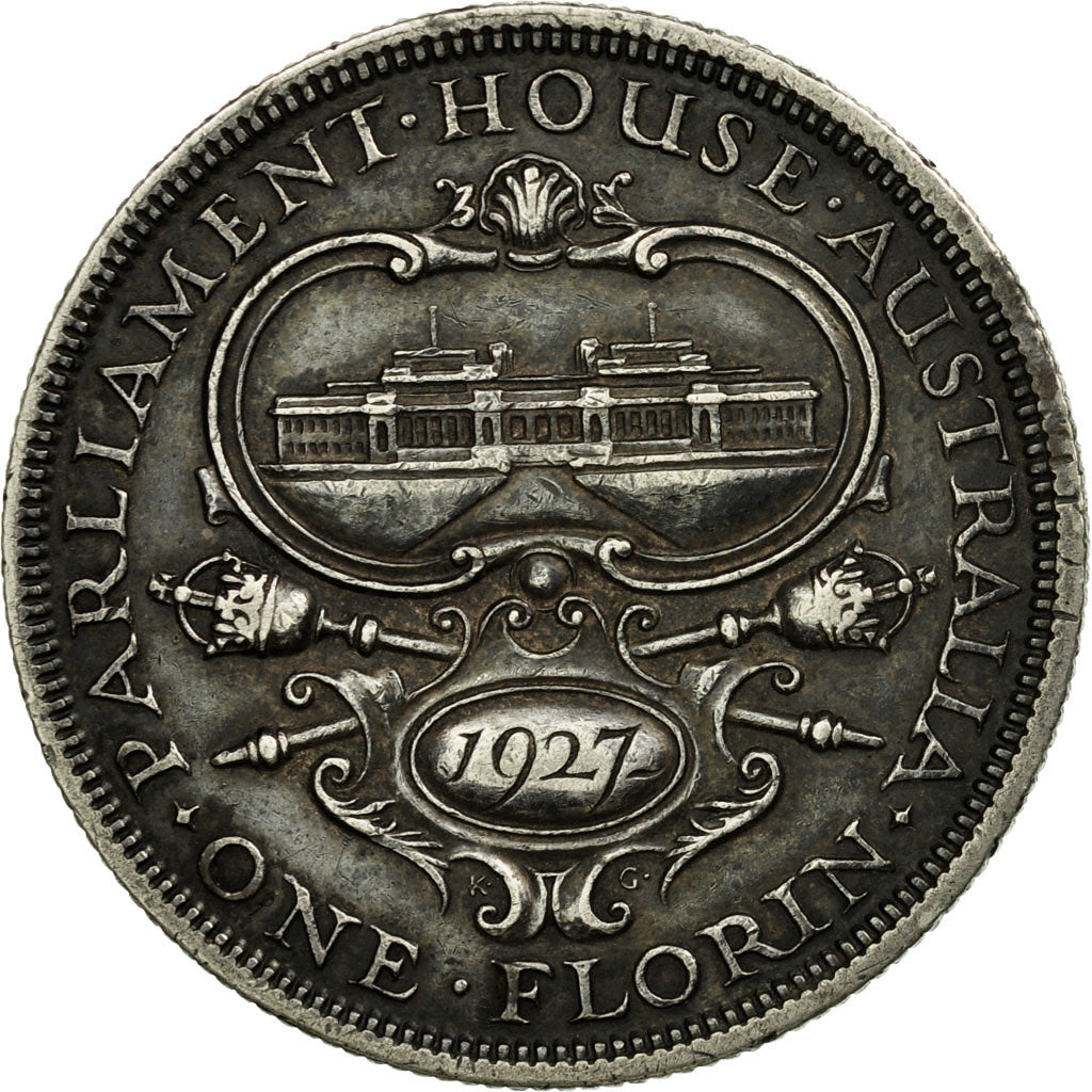 Coin, Australia, George V, Florin, 1927, Melbourne, EF(40-45), Silver, KM:31