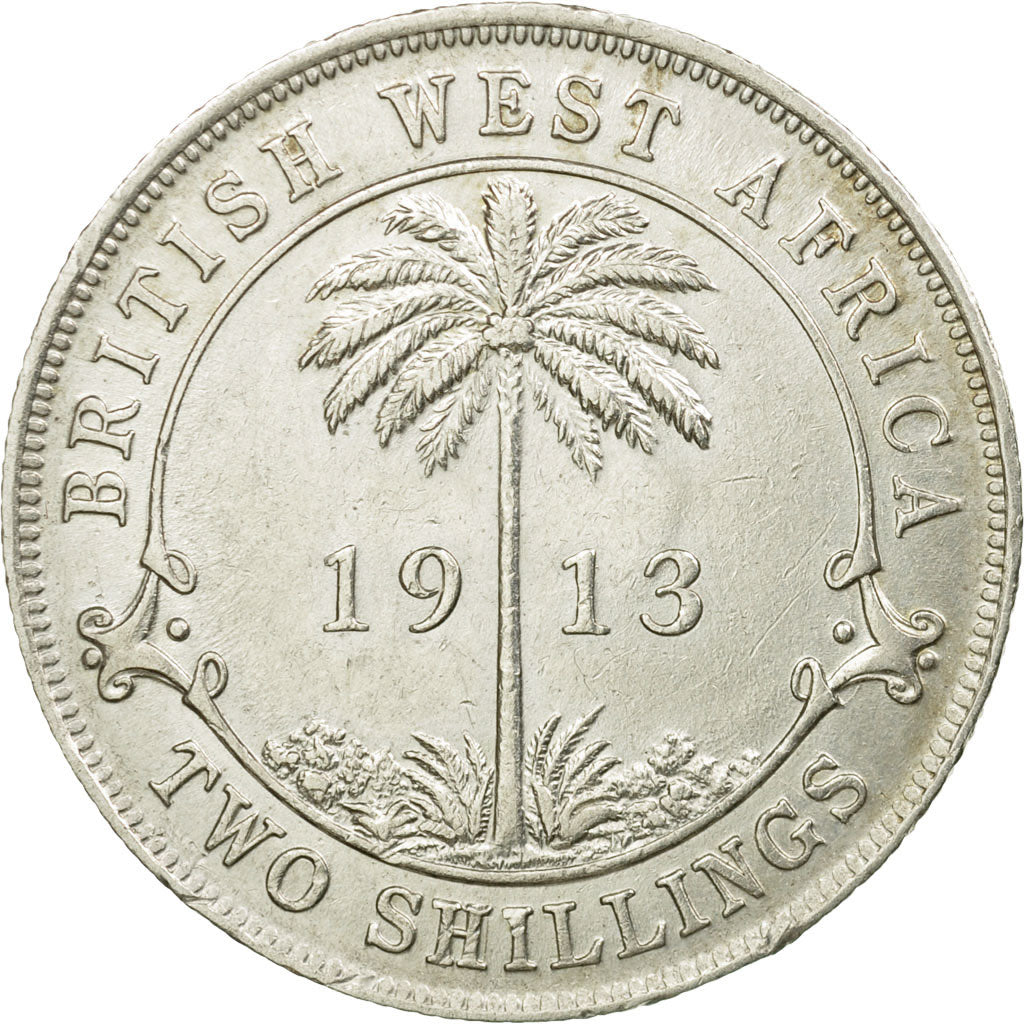 Coin, BRITISH WEST AFRICA, George V, 2 Shillings, 1913, EF(40-45), Silver, KM:13