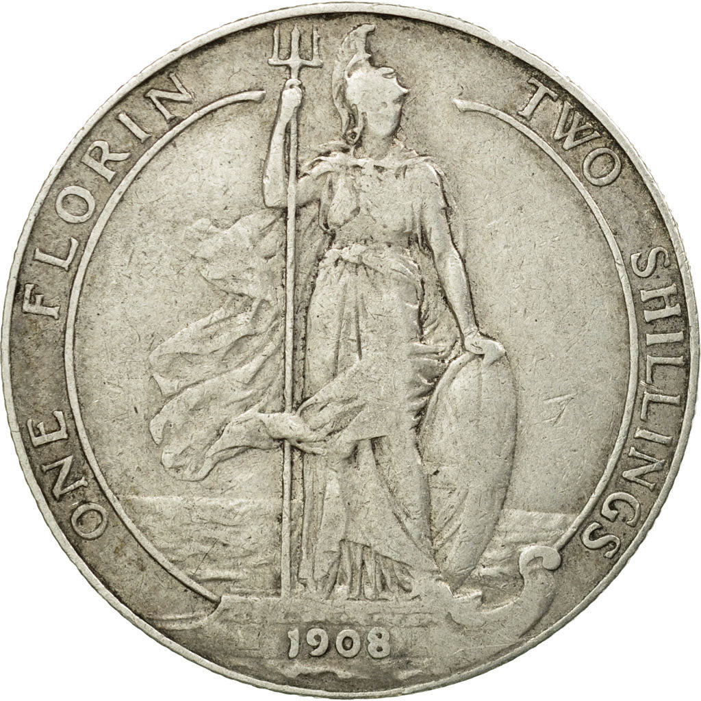 Coin, Great Britain, Edward VII, Florin, Two Shillings, 1908, VF(30-35), Silver