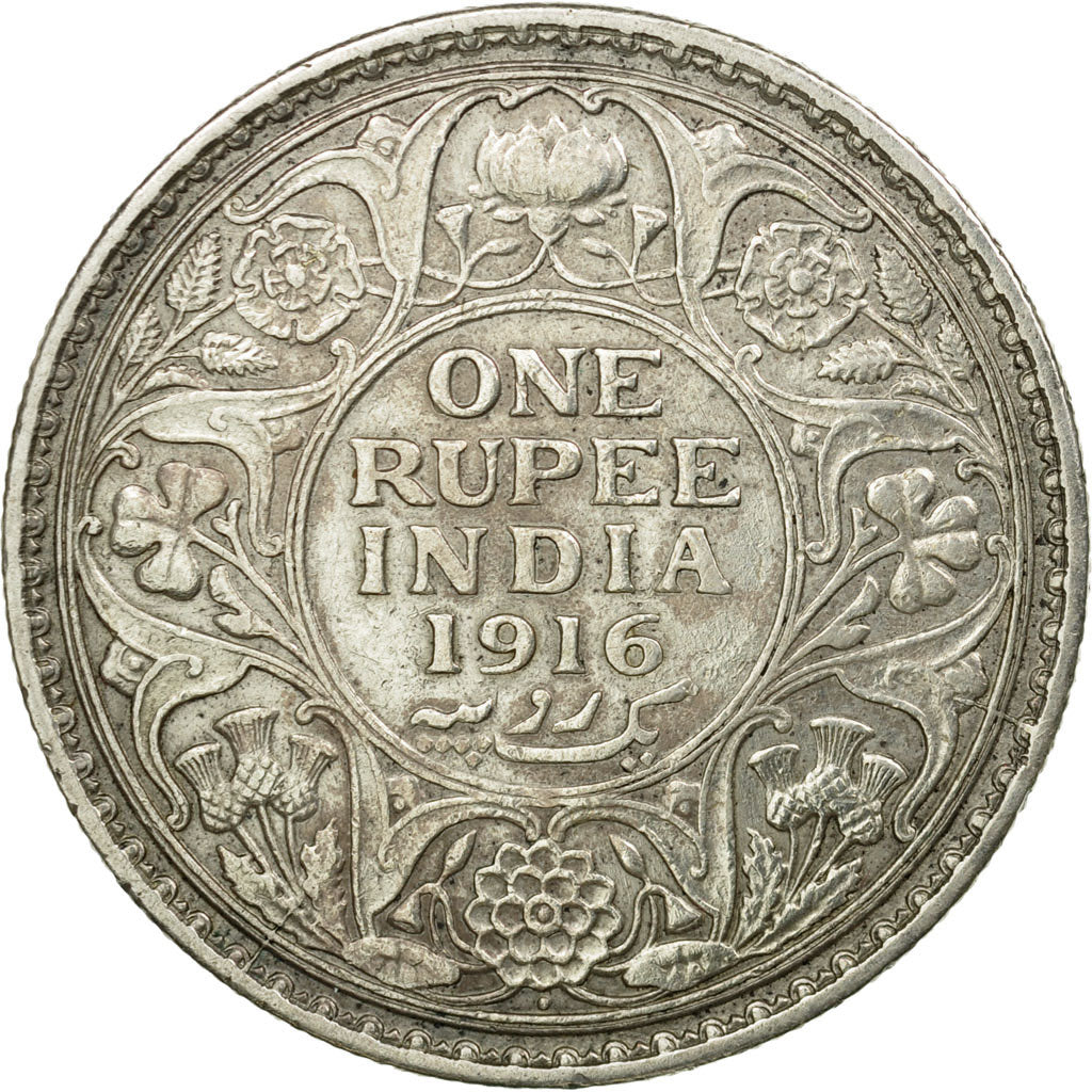 Coin, INDIA-BRITISH, George V, Rupee, 1916, Calcutta, EF(40-45), Silver, KM:524