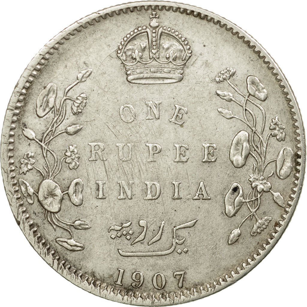 Coin, INDIA-BRITISH, Edward VII, Rupee, 1907, Calcutta, EF(40-45), Silver