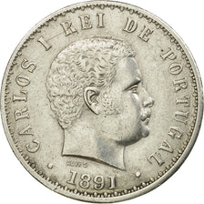 Munten, Portugal, Carlos I, 500 Reis, 1891, ZF+, Zilver, KM:535