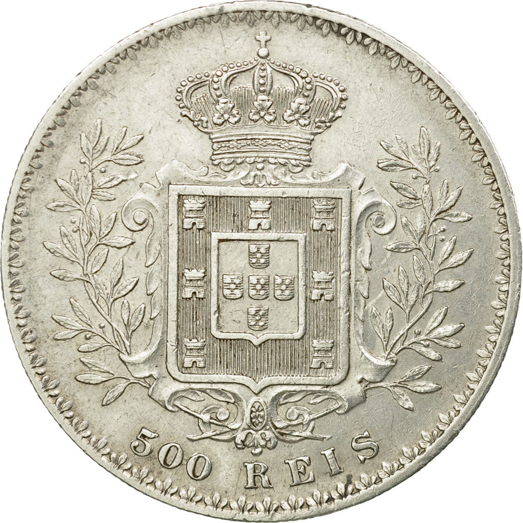 Munten, Portugal, Carlos I, 500 Reis, 1891, ZF+, Zilver, KM:535